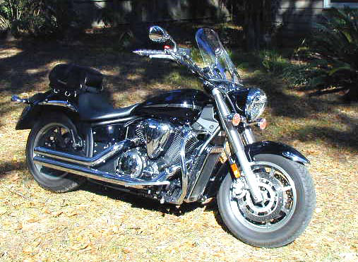 Yamaha VStar Motorcycle with WindVest Windshield Installed
